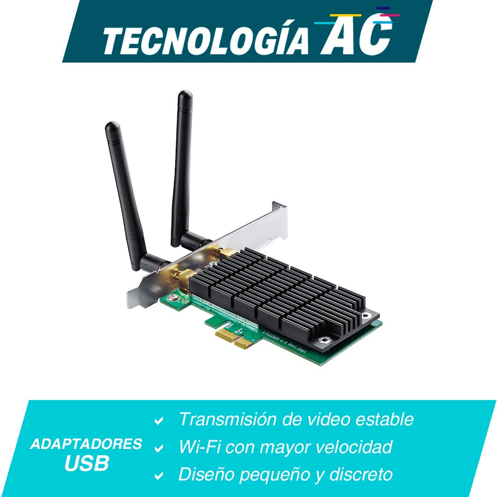 TARJETA DE RED PCI-EXPRESS WIFI DE DOBLE BANDA TP-LINK ARCHER T4E MIMO Y BEAMFORMING - TARJETA DE RED PCI-EXPRESS WIFI DE DOBLE BANDA TP-LINK ARCHER T4E MIMO Y BEAMFORMING -